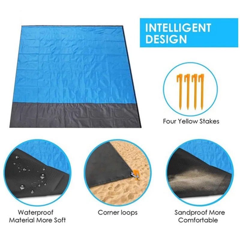 "Waterproof Pocket Beach Blanket: Portable 2x2.1m Camping Mat - PhysioCare