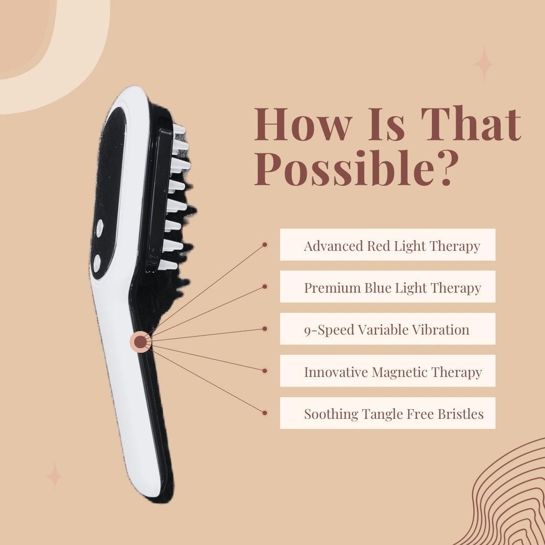 TheraBrush - Premium Red Light Therapy Hair Growth and Skin Rejuvenation Brush - PhysioCare